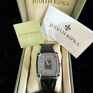 Judith Ripka Elegant Black and Silver Watch